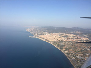 Close to Barcelona, A class airspace prevent us to fly over the city