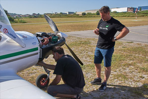 After flying in so polluted environment fuel and air filters checks are necessary.